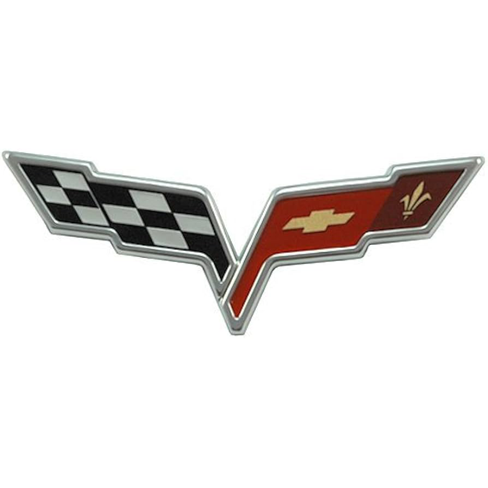 Corvette Metal Crossed Flags Sign 30" x 11"  : 2005-2013 C6 , Z06, Grand Sport