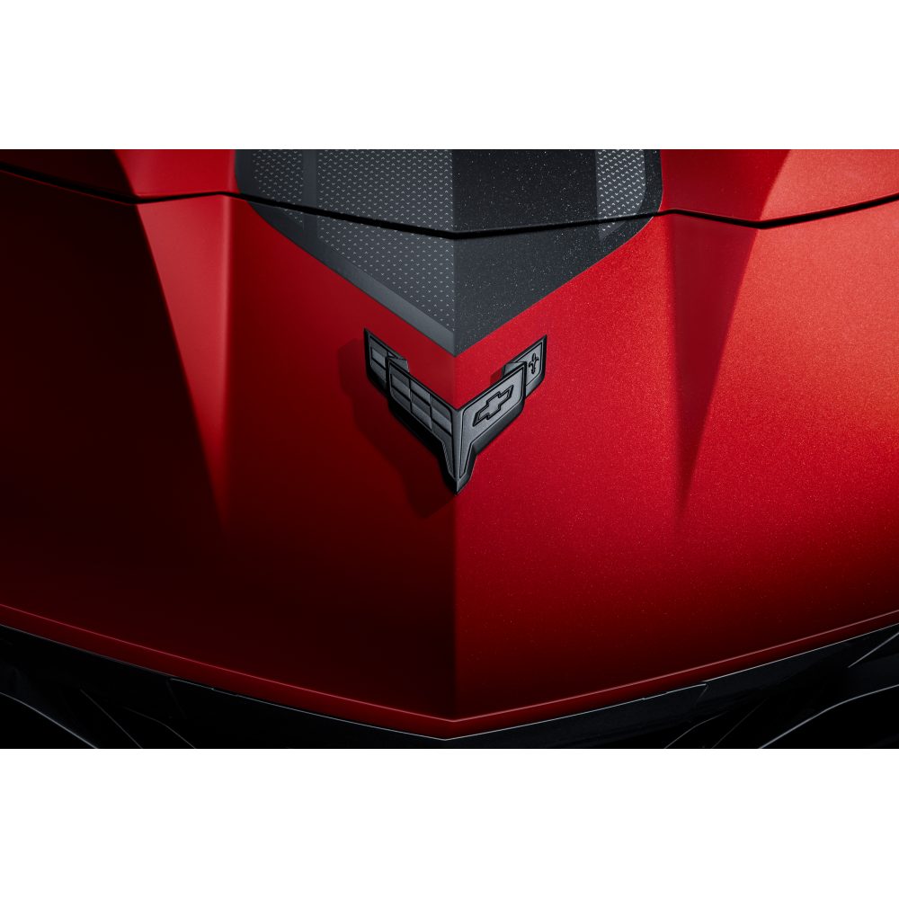 Corvette GM Crossed Flags Front Nose Emblem - Stealth Carbon Flash : C8 Stingray, Z51
