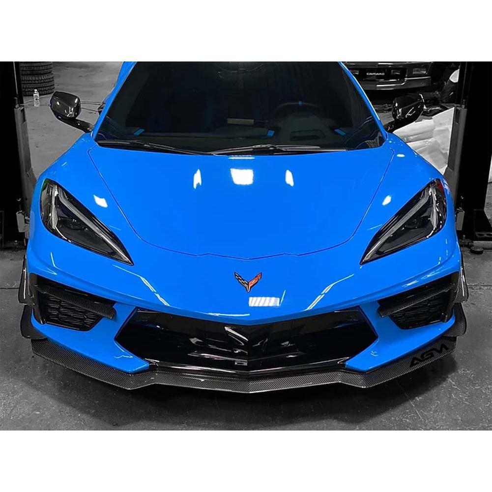 C8 Corvette AGM Corvette Visible Carbon Fiber “5VM” Style Front Splitt