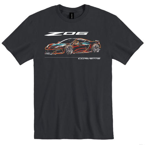C8 Corvette Z06 Neon T-shirt : Black