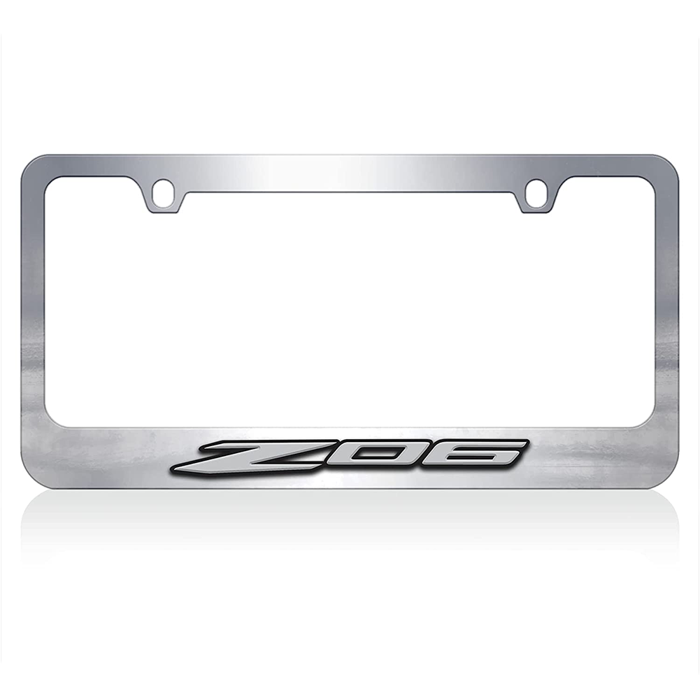 Corvette Chrome License Plate Frame W/Z06 Logo : C8 Z06