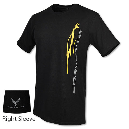 C8 Corvette Vertical Gesture T-shirt : Black (Large)