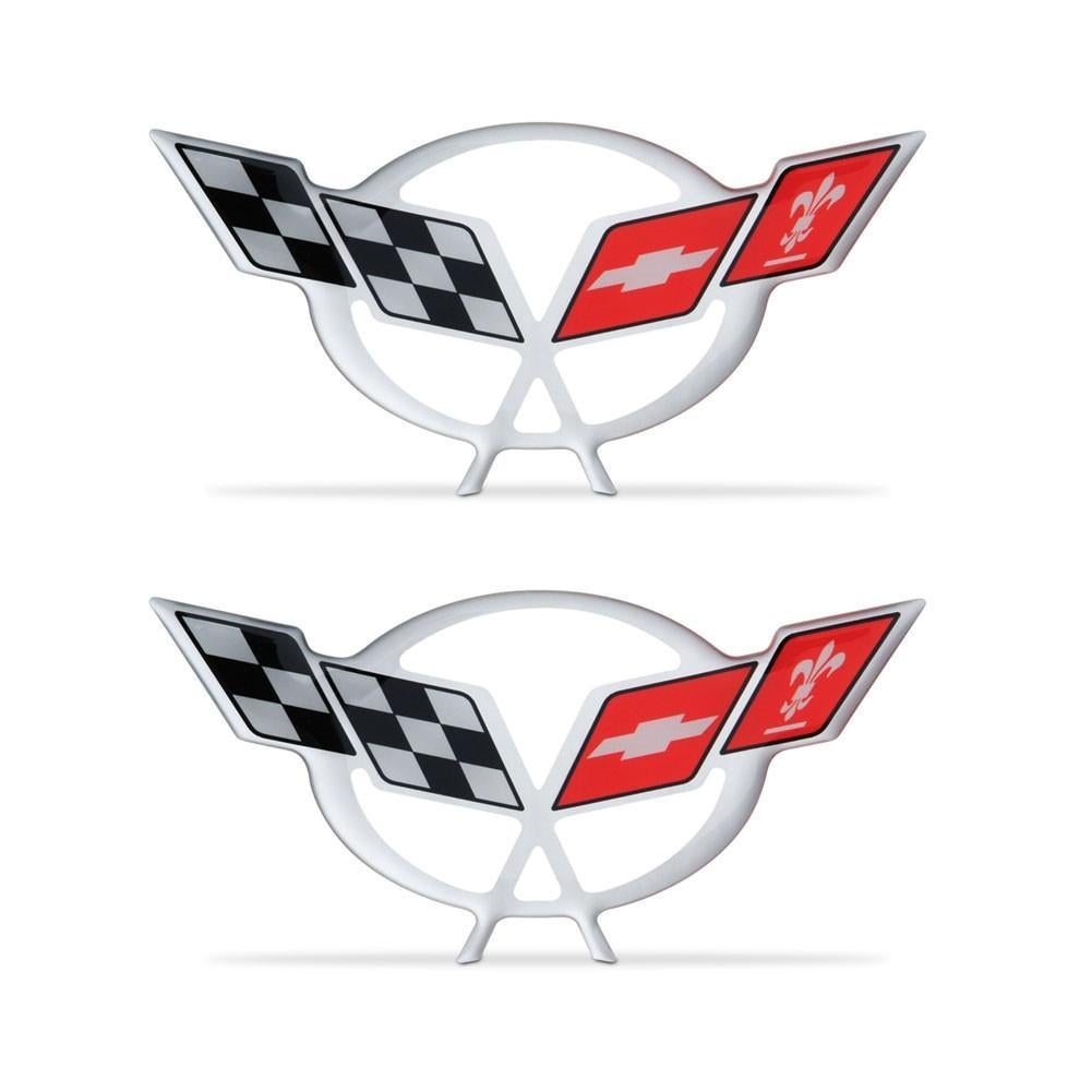 Corvette Domed Decals 1.75" - Set of 2 : 1997-2004 C5 Logo - Chrome