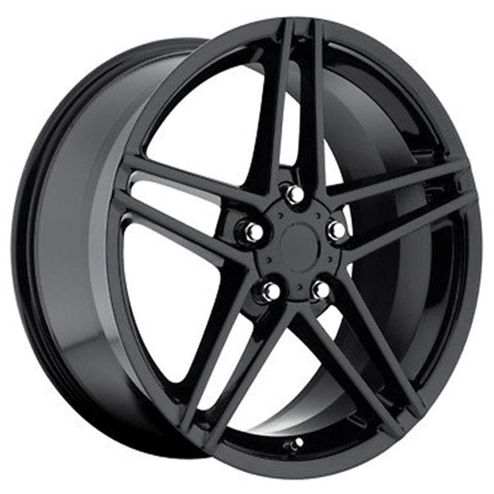 2006 C6Z06 Split Spoke Corvette GM Wheel Exchange (Set) : Flat Black Powder Coat 18x9.5/19x12