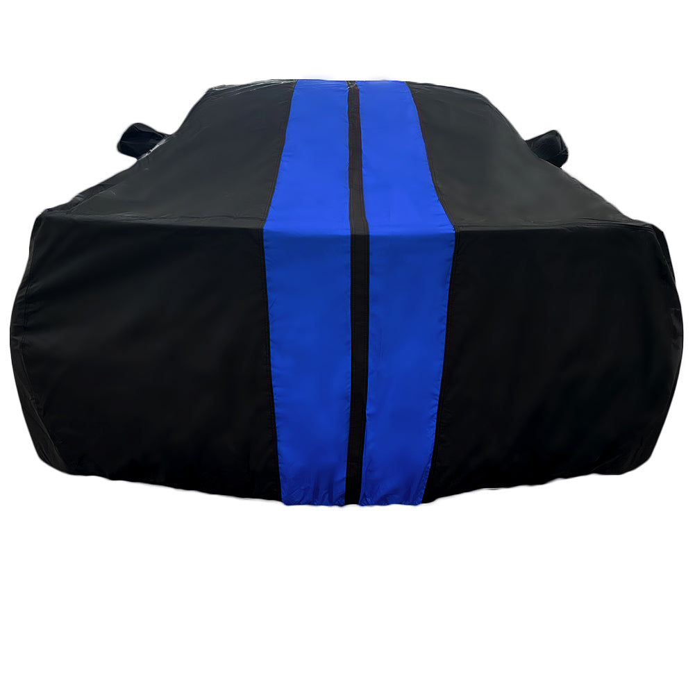 Corvette Ultraguard Plus Car Cover - Indoor/Outdoor Protection - Black W/ Blue Stripes : C7 Stingray, Z51, Z06, Grand Sport