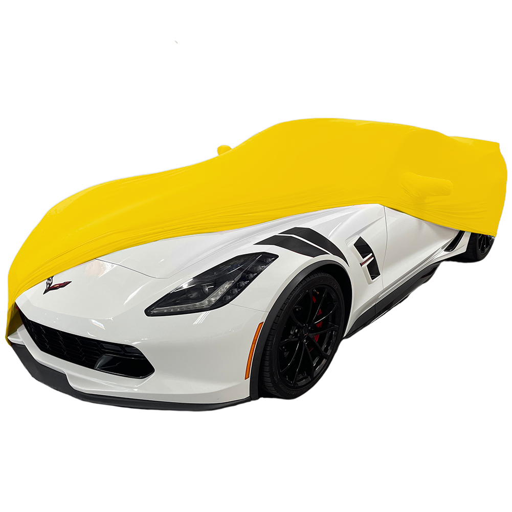 Corvette Ultraguard Stretch Satin Car Cover - Yellow - Indoor : C7 Stingray, Z51, Z06, Grand Sport, ZR1