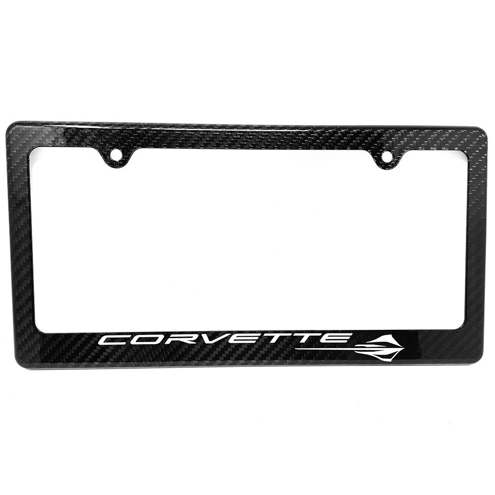 Altec Products Hydro Carbon Fiber License Plate Frame Bezel For 2020-2025 C8 Corvette