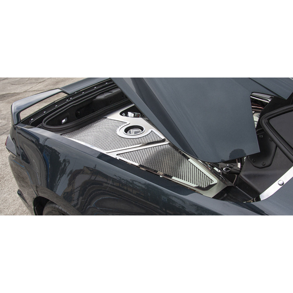C8 Corvette Fender Covers Brushed w/Polished Perforated Inserts : Stainless Steel