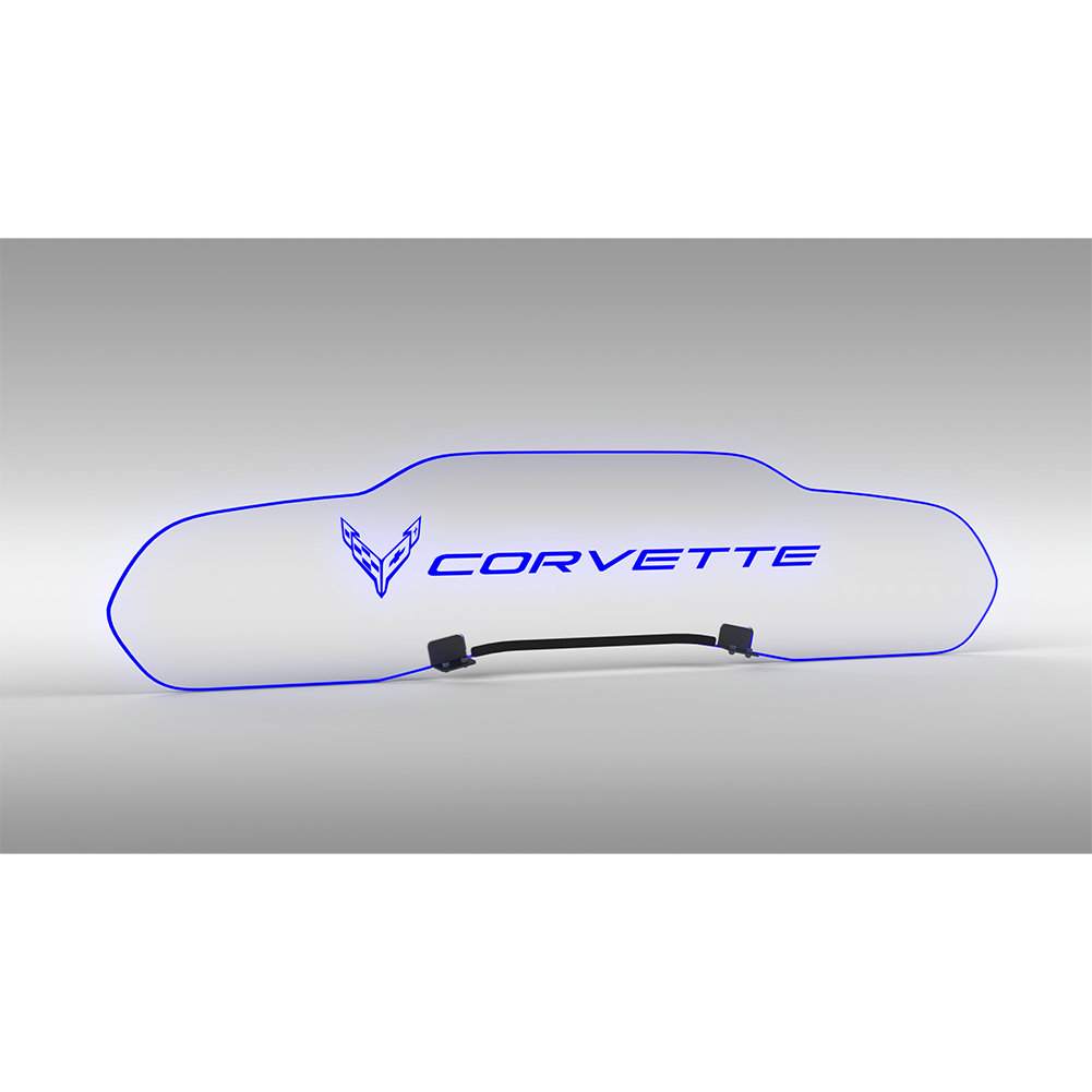 Corvette WindRestrictor Illuminated Glow Plate - Flags Left Of Script Coupe : C8