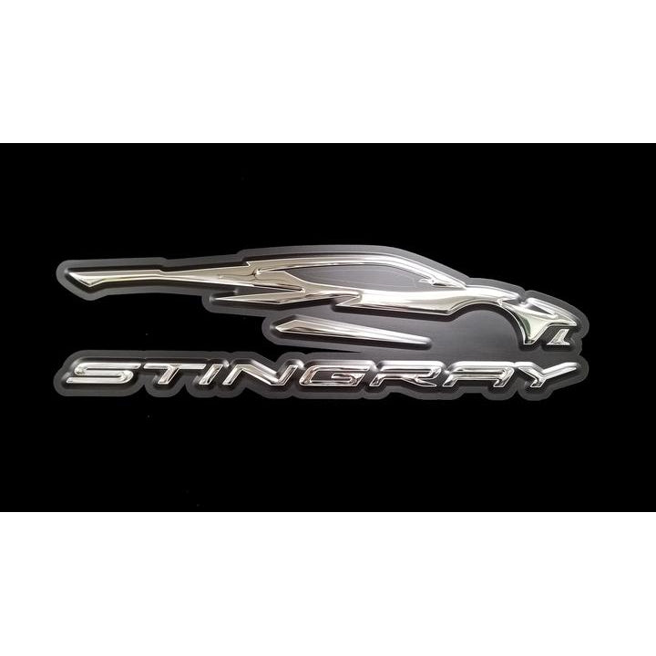Corvette Stingray Gesture Metal Wall Sign - 8" x 34" : C8 2020–2021