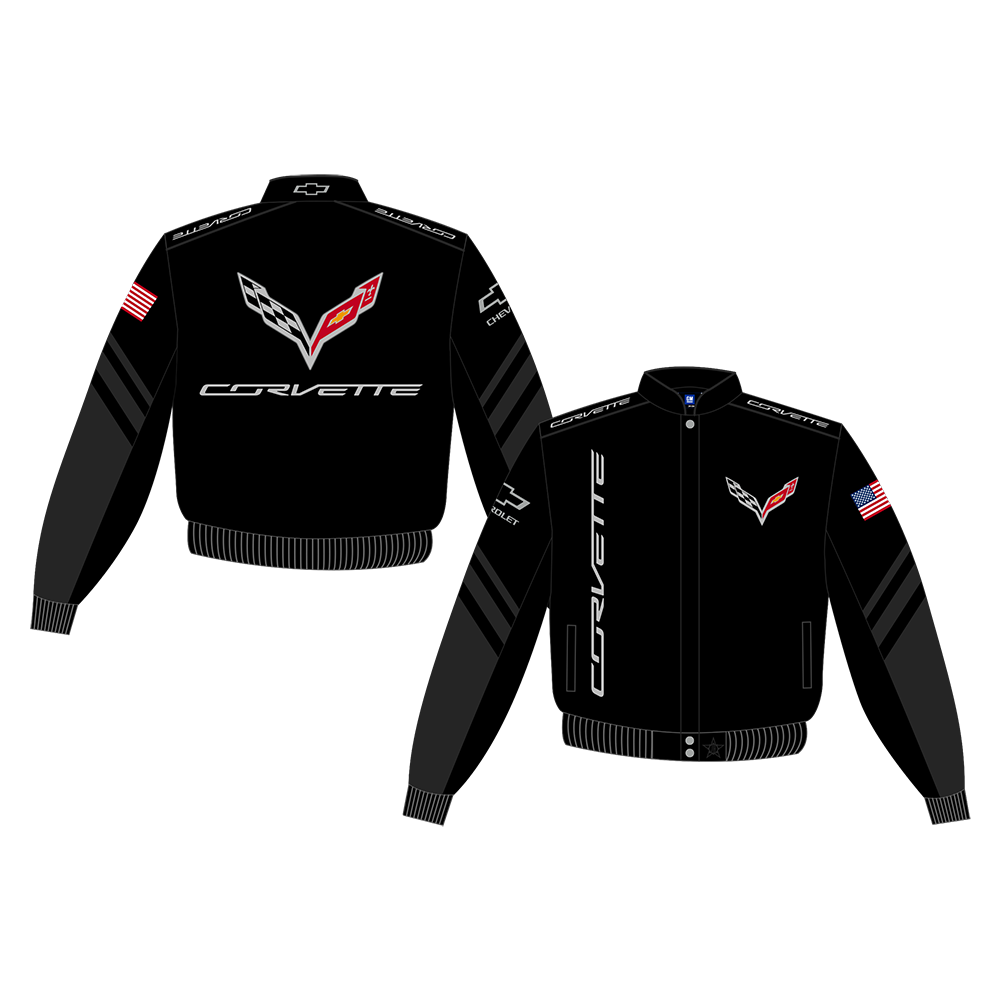 Corvette Embroidered Twill Jacket Black C7