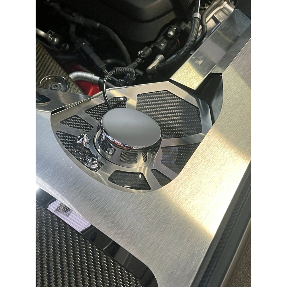 C8 Corvette Coupe Shock Tower Covers 2Pc - Stainless Steel : Brushed/Carbon Fiber