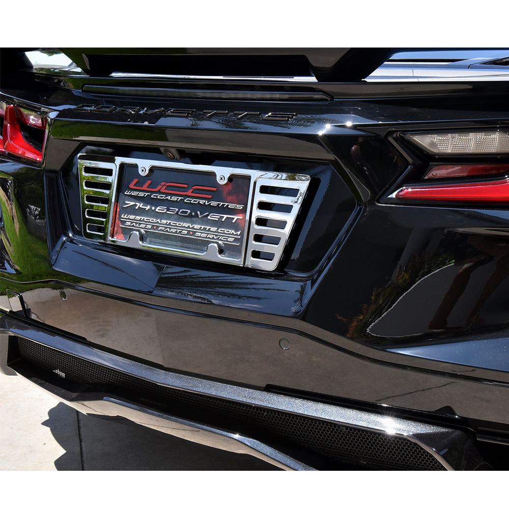 Corvette License Plate Frame - Billet Chrome : C6, C7, C8, Z06, ZR1, Grand Sport, Stingray