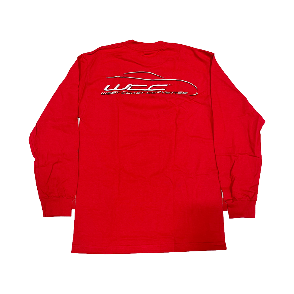 Corvette T-Shirt West Coast Corvette - Long Sleeve : Red