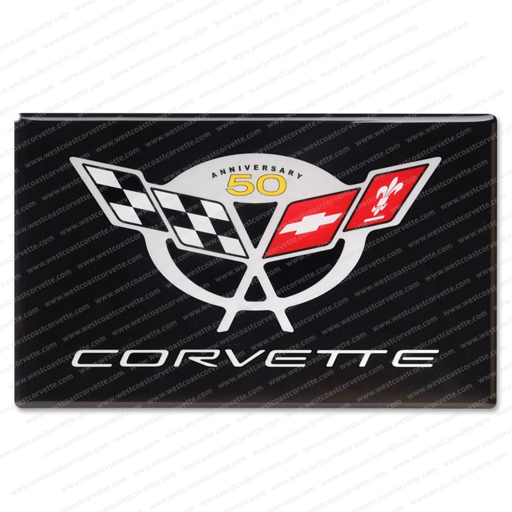 Corvette 50th Anniversary - Gloss Domed Decal - 5 7/8