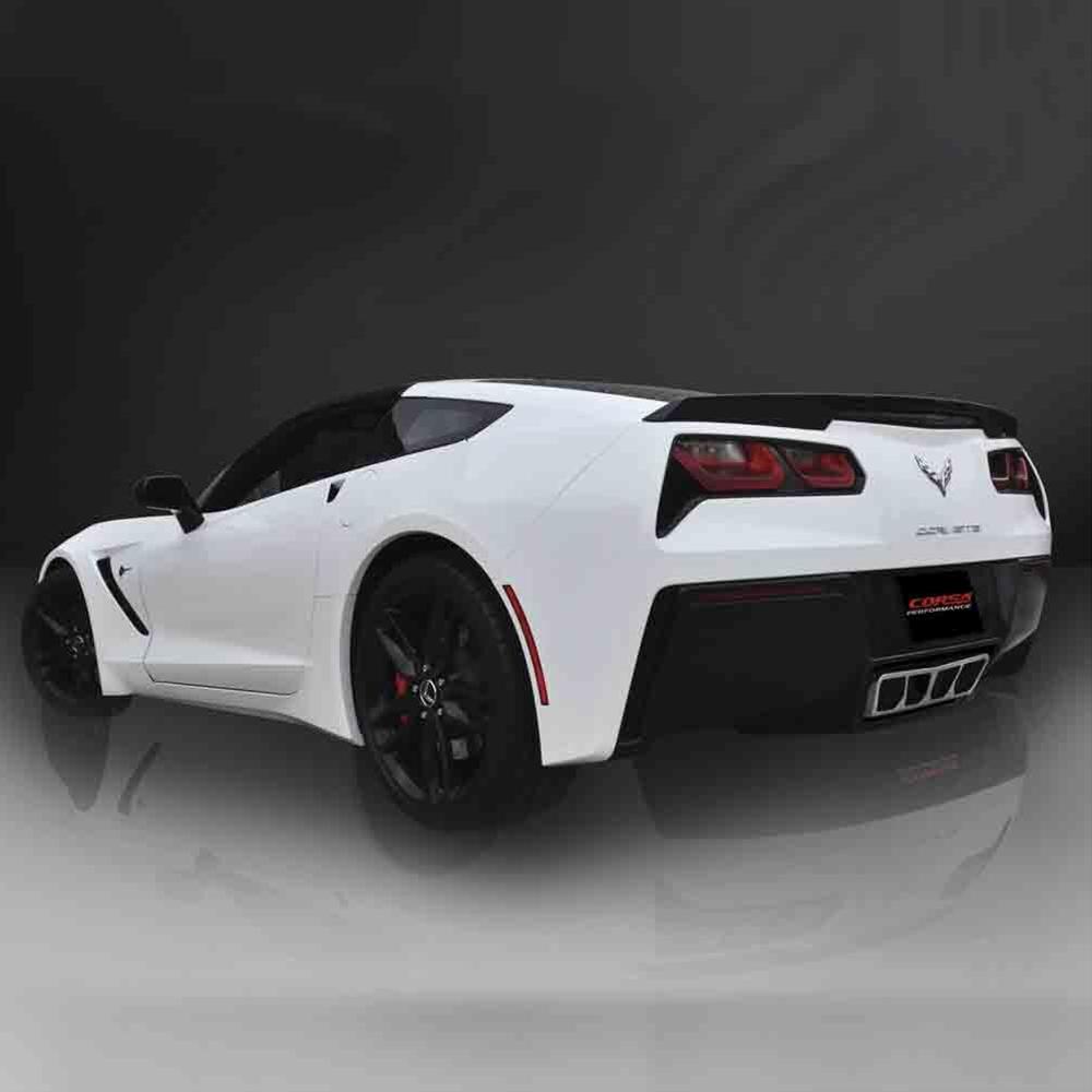 Corvette CORSA Dual Rear Exit; Polygon "Tail Light" Polished Tips : C7 Stingray, Z51, Z06, Grand Sport, ZR1