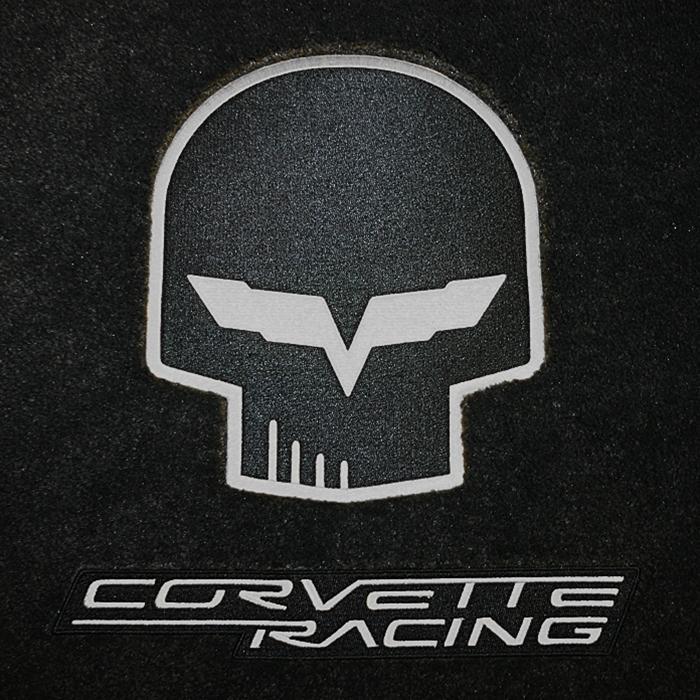 Corvette Coupe Cargo Mat - Jake Skull and Racing Script - Yellow or Silver: C6, Z06, ZR1, GS