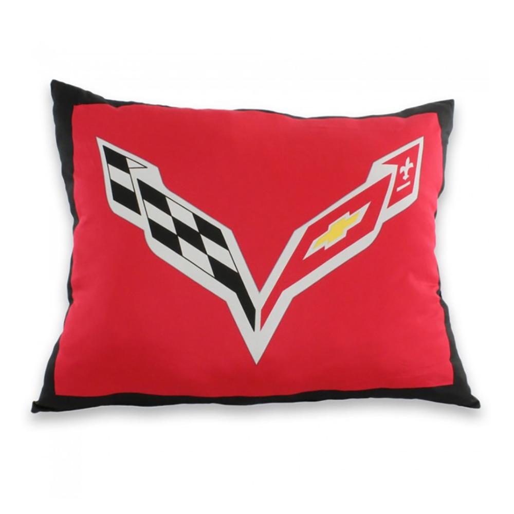Corvette Crossed Flags Decorative Pillow : C7
