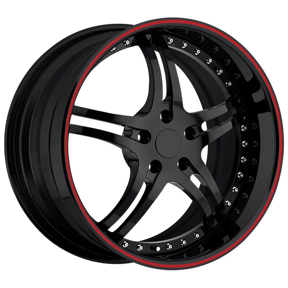 Corvette Custom Wheels - WCC 946 EXT Forged Series : Gloss Black with Red Stripe