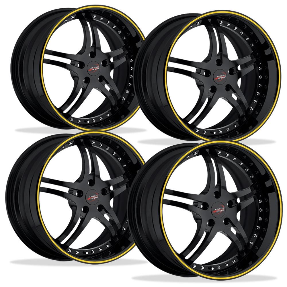 Corvette Custom Wheels - WCC 946 EXT Forged Series (Set) : Gloss Black with Yellow Stripe