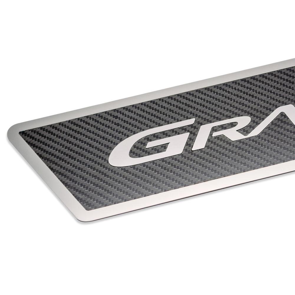 Corvette Door Sill Plates - Stainless Steel Grand Sport Script with Carbon Fiber Overlay : 2010-2013 Grand Sport