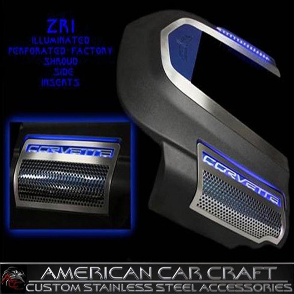 Corvette Engine Shroud Side Inserts - Perforated Stainless Steel : 2009-2013 ZR1