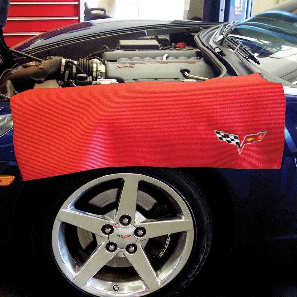 Corvette Fender Mat with C6 Logo - 36" X 24" : Red