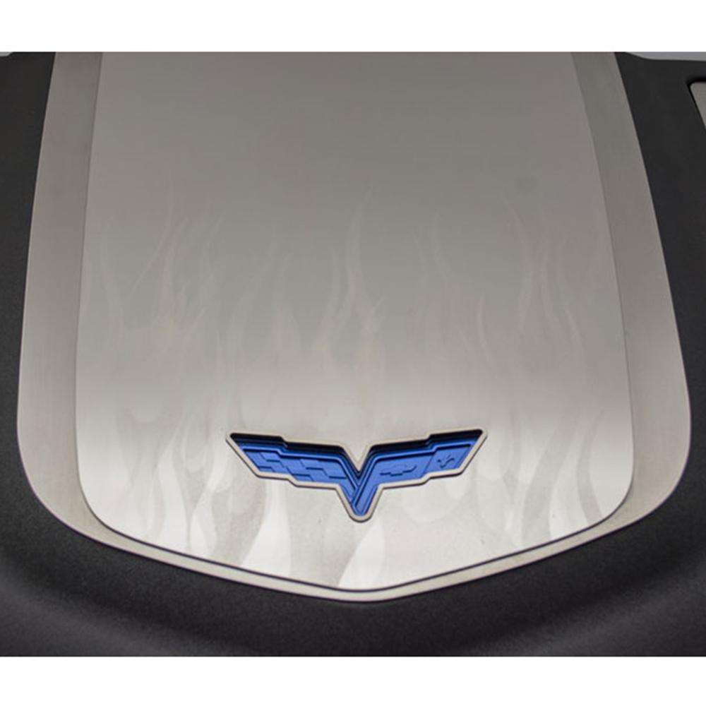 Corvette Flame Etched Engine Shroud Cover - Stainless Steel : 2009-2013 ZR1
