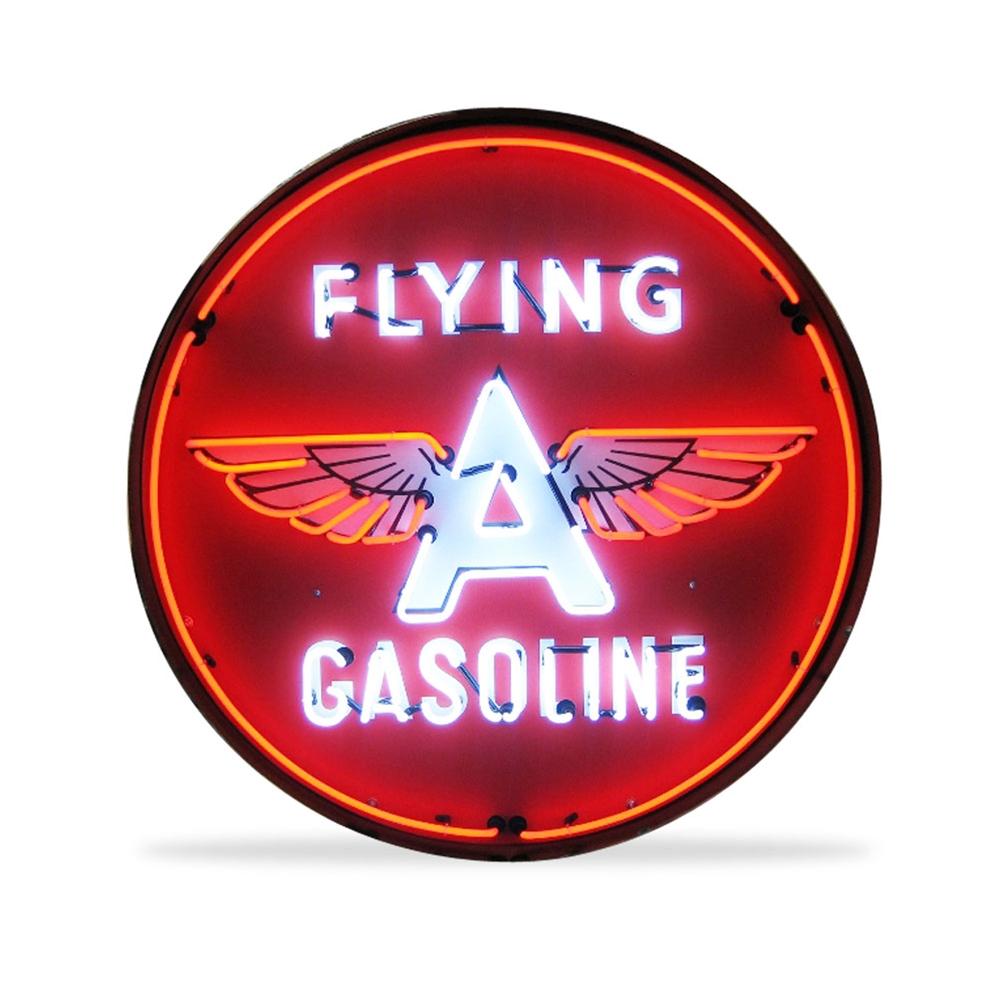 Corvette - Flying A Gasoline - Neon Sign in a Metal Can : Large 36 Inch Across