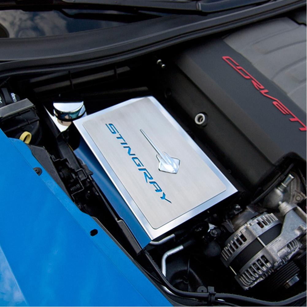 Corvette Fuse Box Cover with Stingray Emblem & Script - Carbon Fiber Colors : C7 Stingray