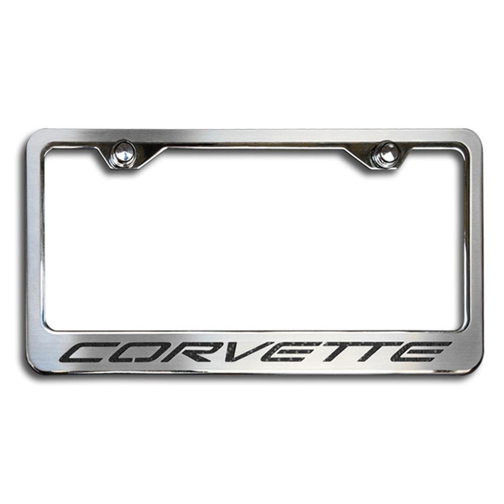 Corvette License Plate Frame - Stainless Steel w/Corvette Lettering : 1997-2004 C5 & Z06