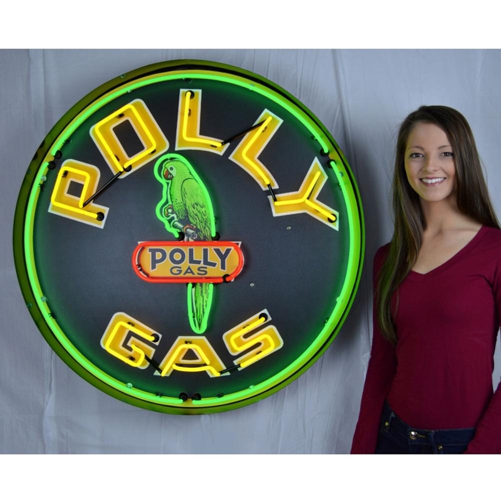 Corvette - Polly Gas - Neon Sign in a Metal Can : Large 36 Inch Across