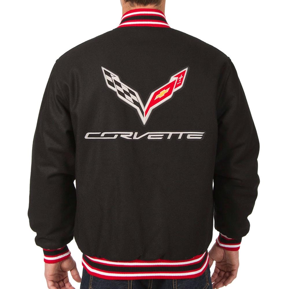 Corvette Reversible Wool Varsity Style Jacket - Black w/Red : C7 Stingray, Z51