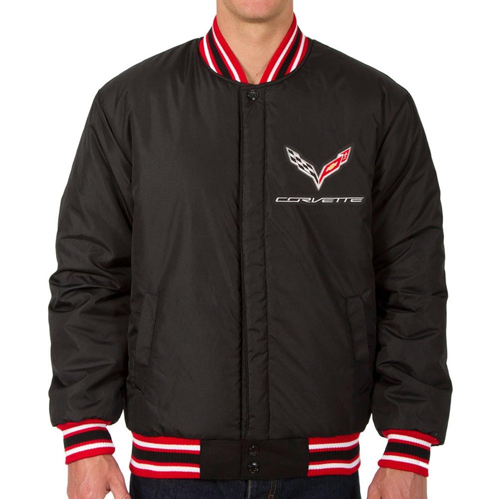 Corvette Reversible Wool Varsity Style Jacket - Black w/Red : C7 Stingray, Z51
