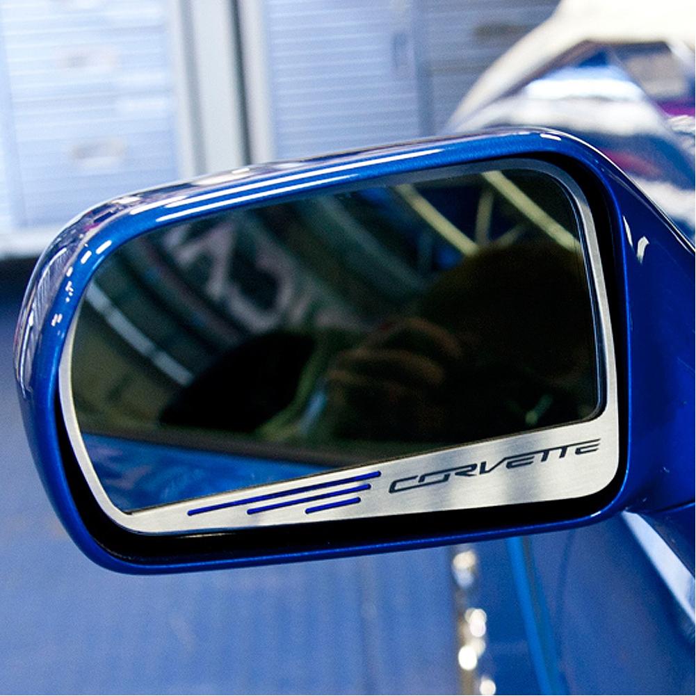 Corvette Side View Mirror with "CORVETTE" Script 2Pc : C7 Stingray, Z51
