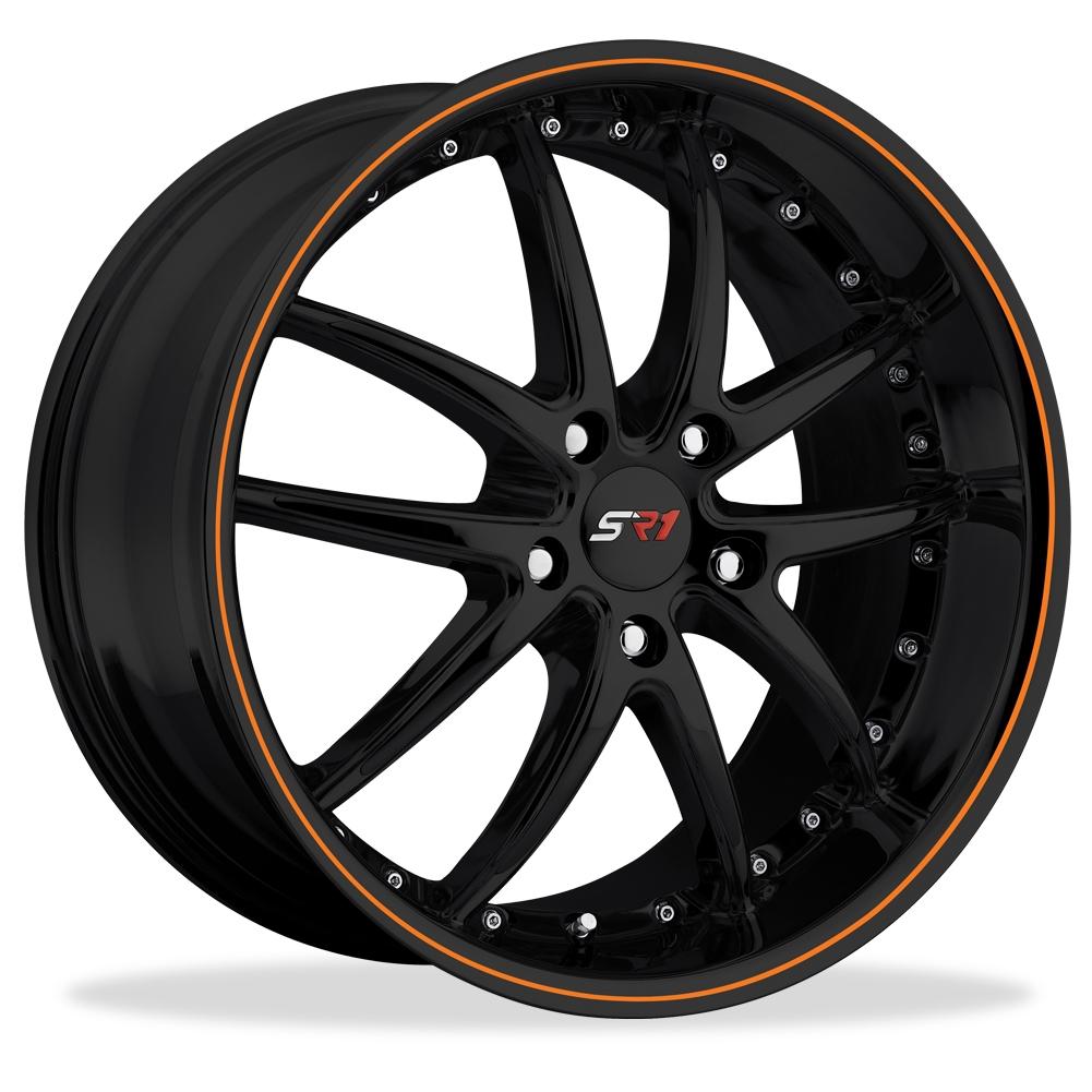Corvette SR1 Performance Wheels - APEX Series : Gloss Black w/Orange Stripe