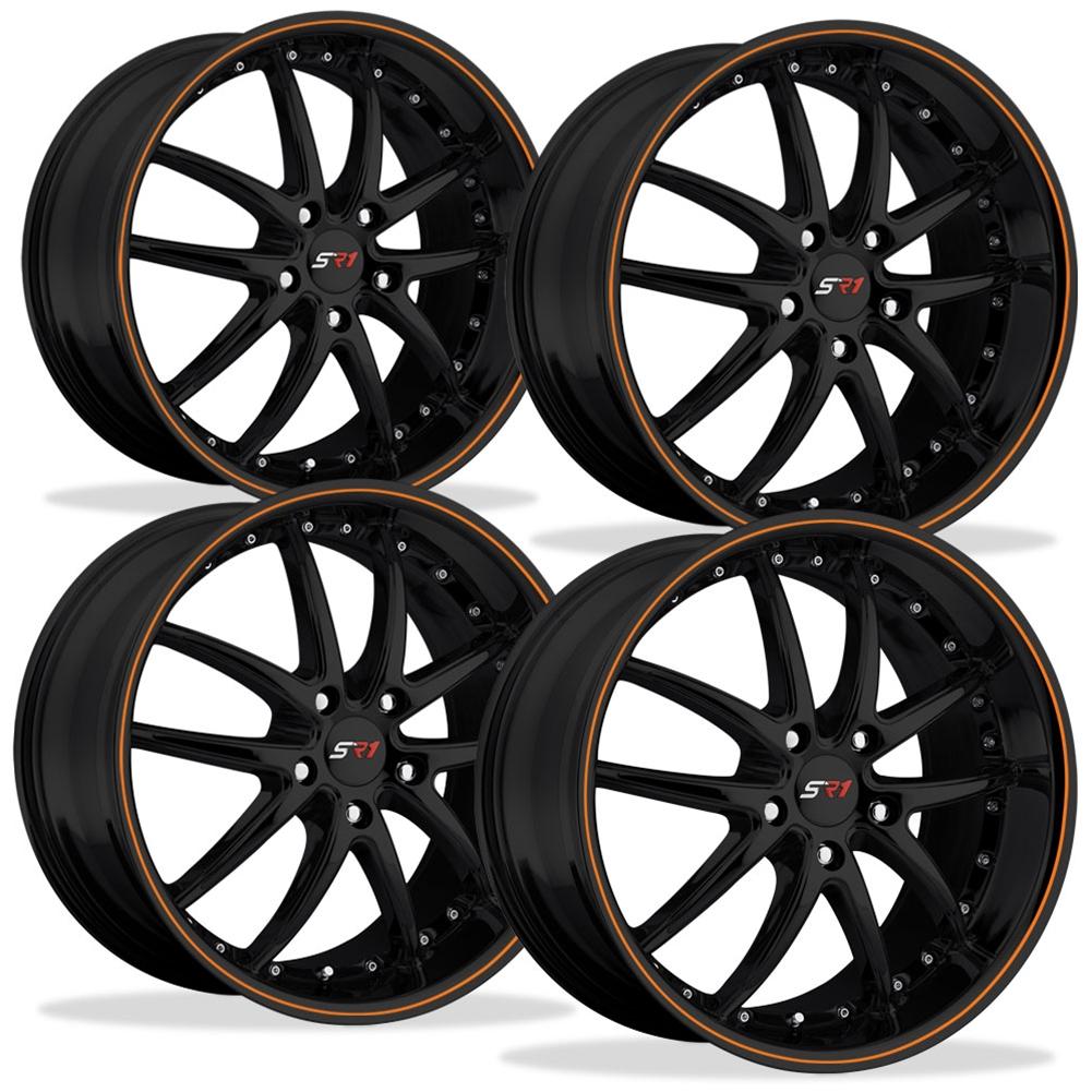 Corvette SR1 Performance Wheels - APEX Series (Set) : Gloss Black w/Orange Stripe