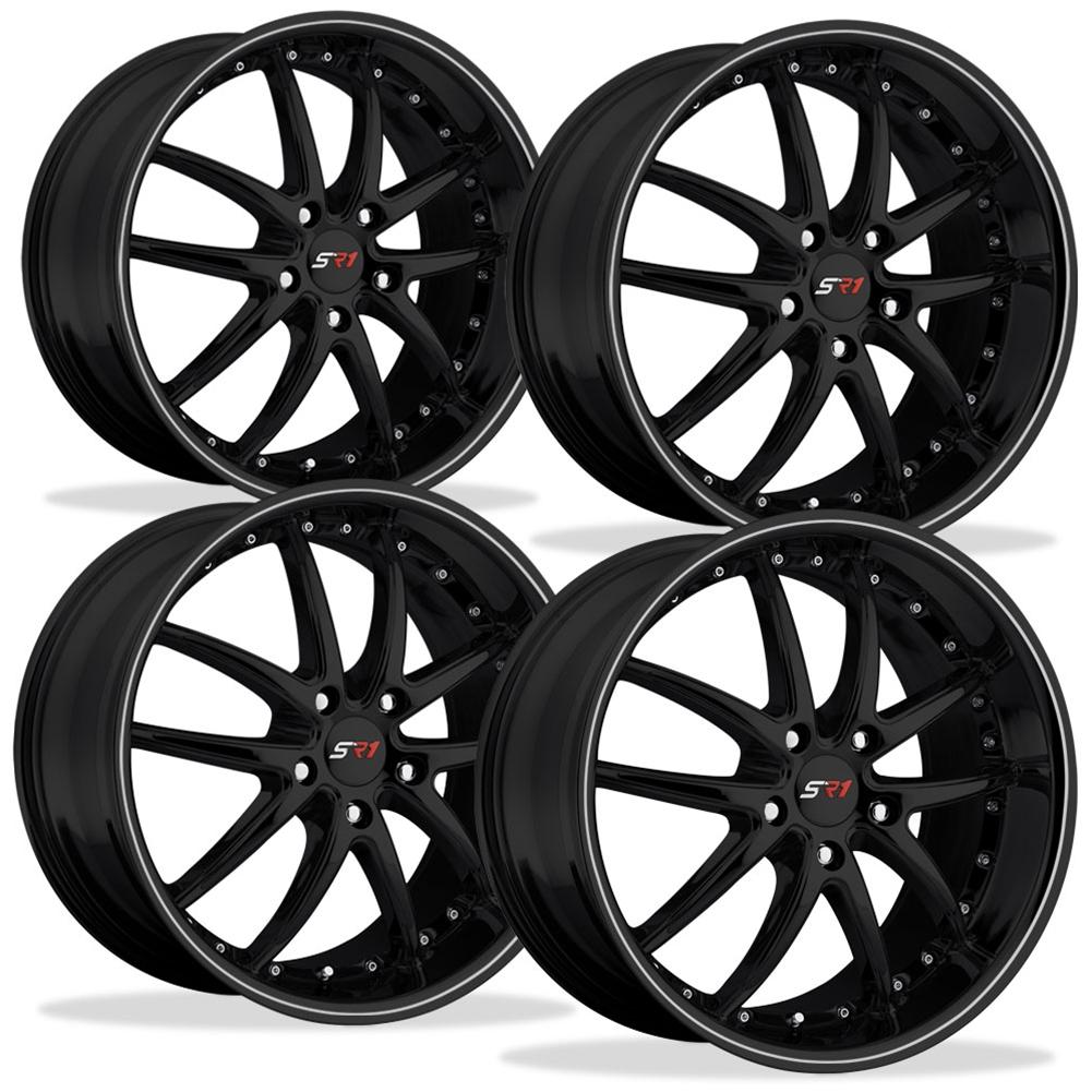 Corvette SR1 Performance Wheels - APEX Series (Set) : Gloss Black w/Silver Stripe