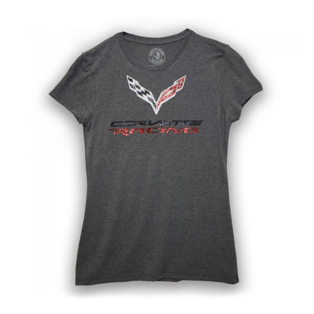 Ladies C7 Corvette Racing Bling T-Shirt : Gray Frost