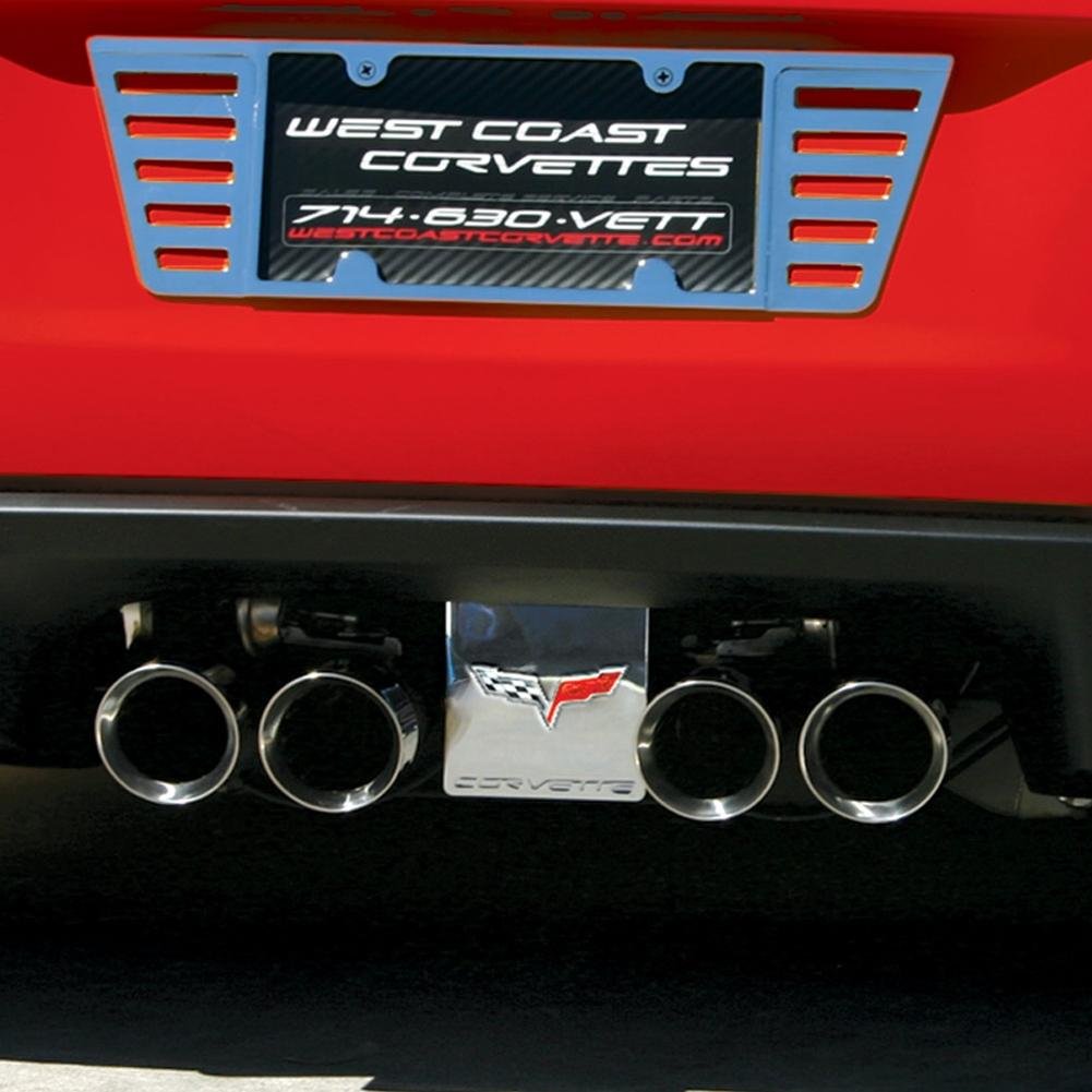 Corvette Exhaust Plate - Billet Chrome with C6 Logo for NPP or Corsa Exhaust : 2005-2013 C6
