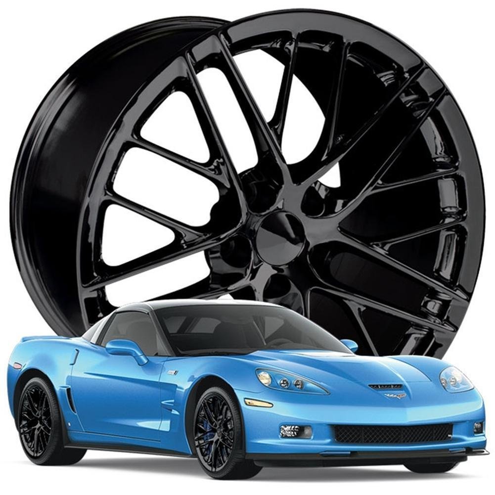 2009-2013 ZR1 Corvette GM Wheel Exchange (Set): Semi-Gloss (Satin Finish) Black Powder Coat 19x10/20x12