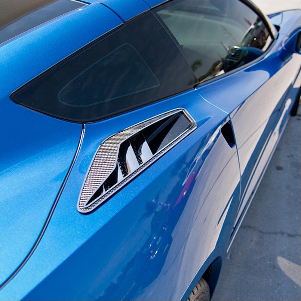 Corvette Rear Quarter Vent Set 10Pc Carbon Fiber w/Polished Trim : C7 Stingray, Z51