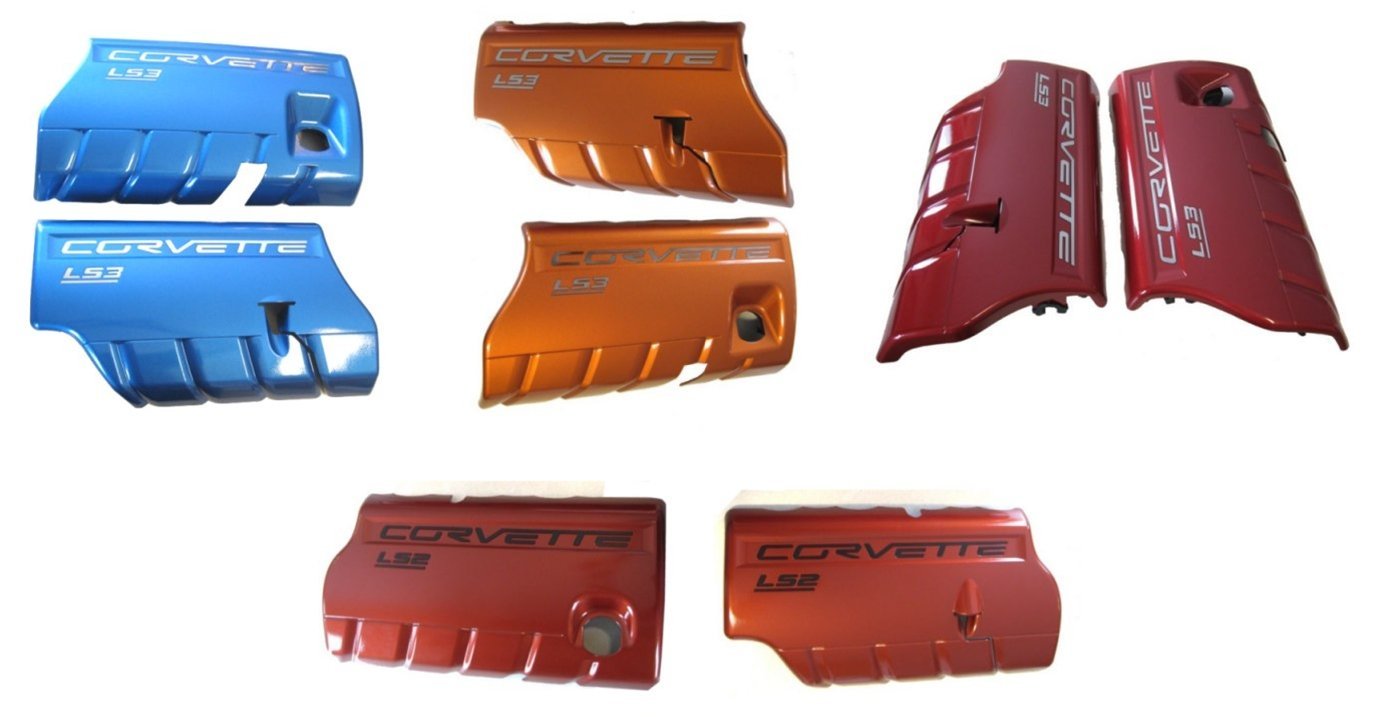 Corvette Fuel Rail Covers - 6 Speed Manual/Dry Sump - Custom Painted with Colored Lettering : 2008-2013 C6 LS3 Grand Sport