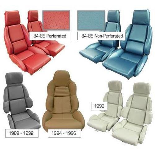 Corvette Mounted Leather Like Seat Covers. Gray Standard No-Perforations: 1988