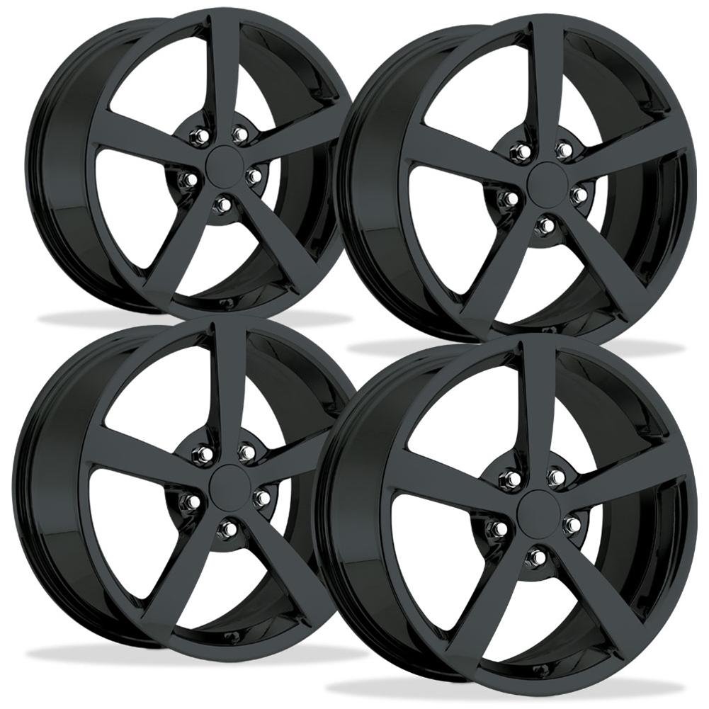 2008 C6 Gumby Corvette GM Wheel Exchange (Set) : Flat Black Powder Coat 18x8.5/19x10