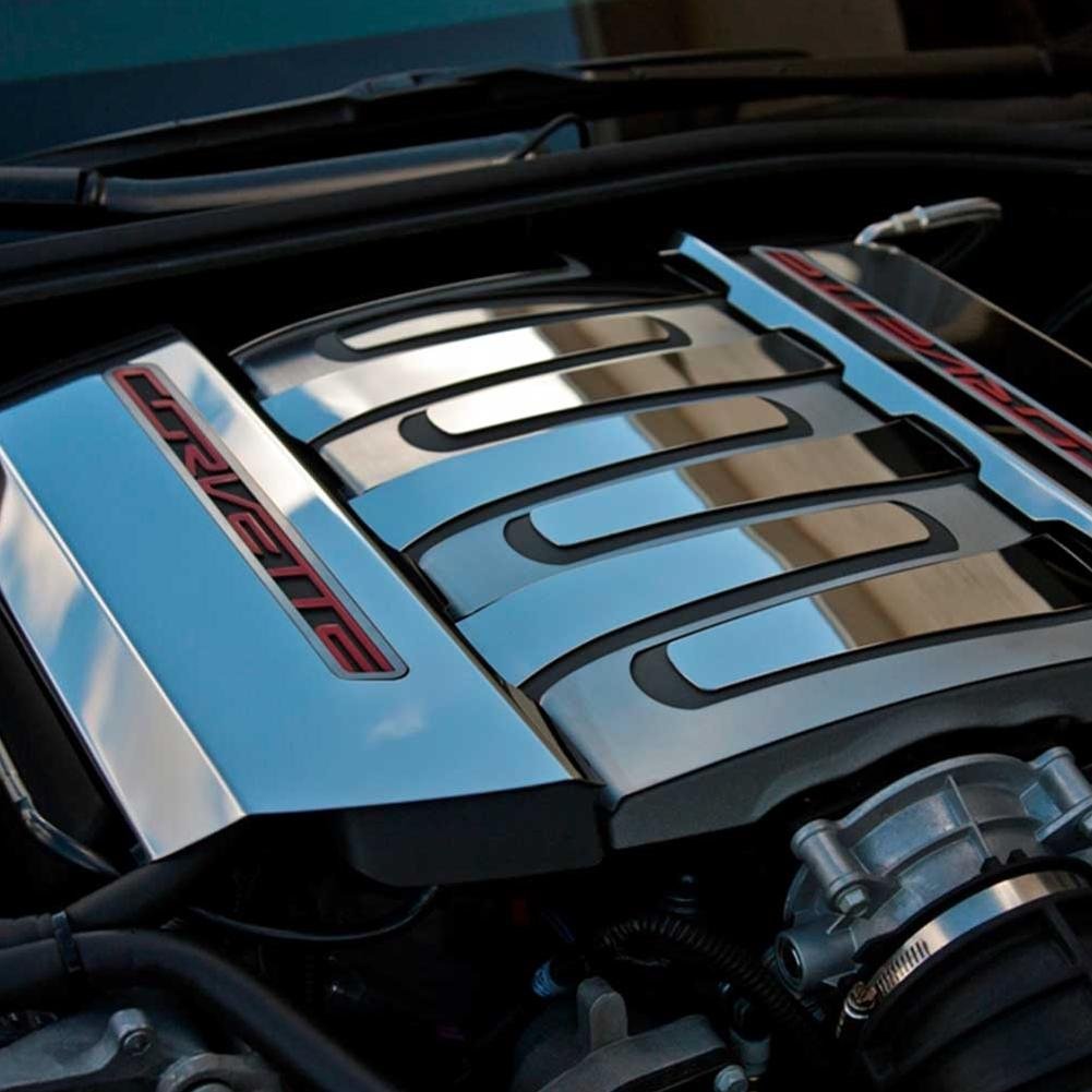 Corvette Fuel Rail Covers / Factory Overlay Polished : C7 Stingray, Z51, Grand Sport