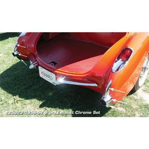 Corvette Exhaust Chrome. 6 Piece Set: 1956-1957