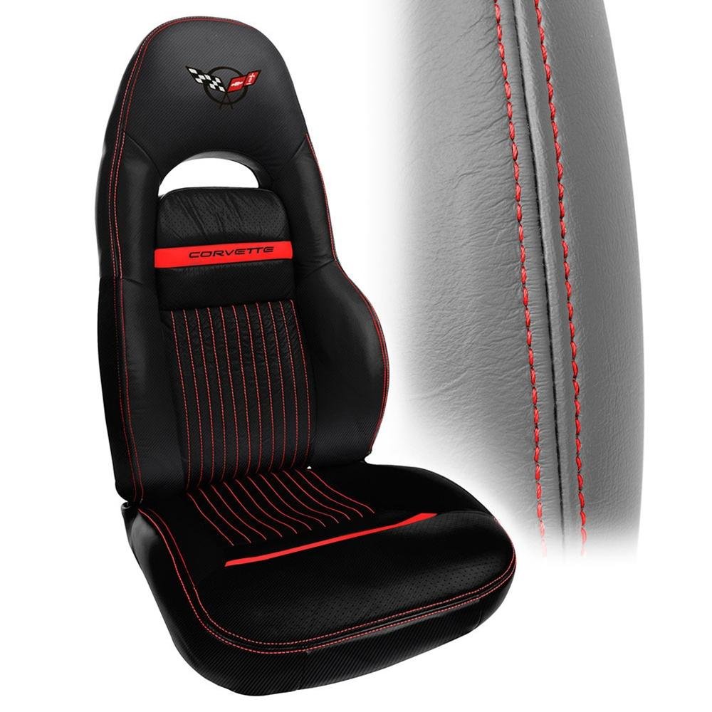 Corvette Seat Covers - Accented Custom Leather for Sport Seats : 1997-2004 C5 & Z06