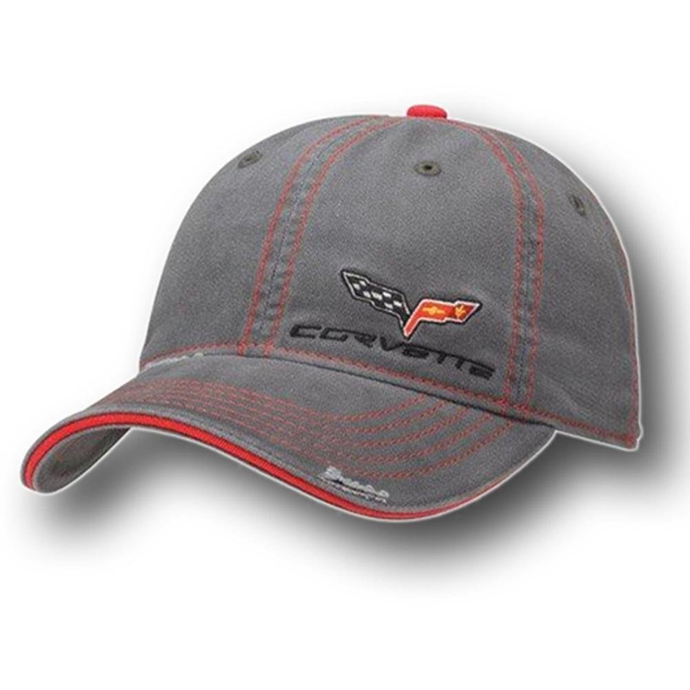 Corvette Hat - Gray Washed Twill Cap with C6 Logo