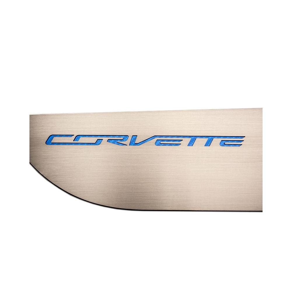 Corvette Door Guards - Brushed Trim with Colored Corvette Inlay : C7 Stingray, Z51